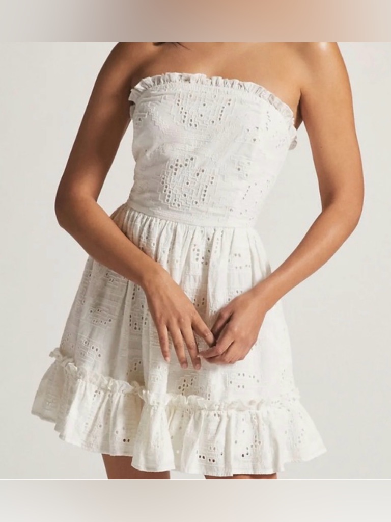 Anthropologie Forever That Girl Strapless Eyelet Sundress W/Ruffle New With Tags